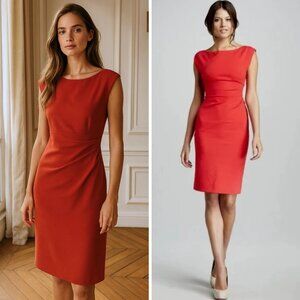 Diane Von Furstenberg Jori DVF Boat Neck Red Sleeveless Cocktail Dress Size 0